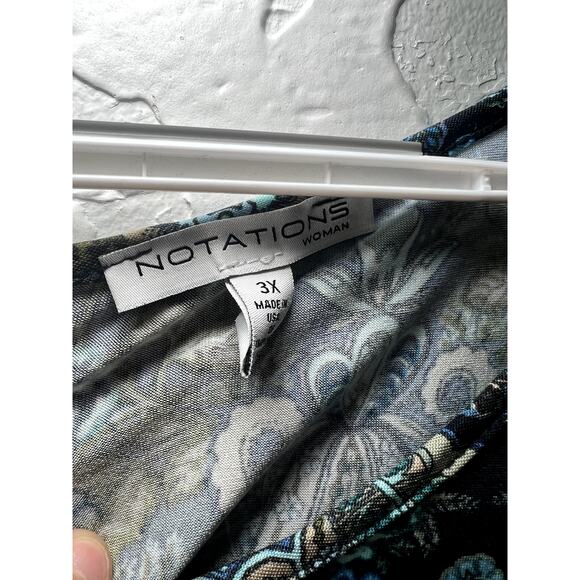 Notations paisley print flare ruffle sleeve flowy blouse womens 3X boho peasant - Picture 3 of 8